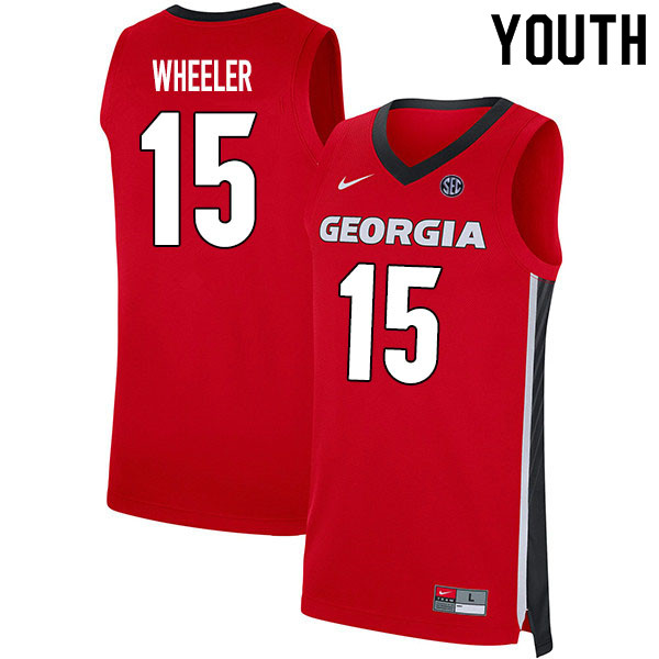 2020 Youth #15 Sahvir Wheeler Georgia Bulldogs College Basketball Jerseys Sale-Red